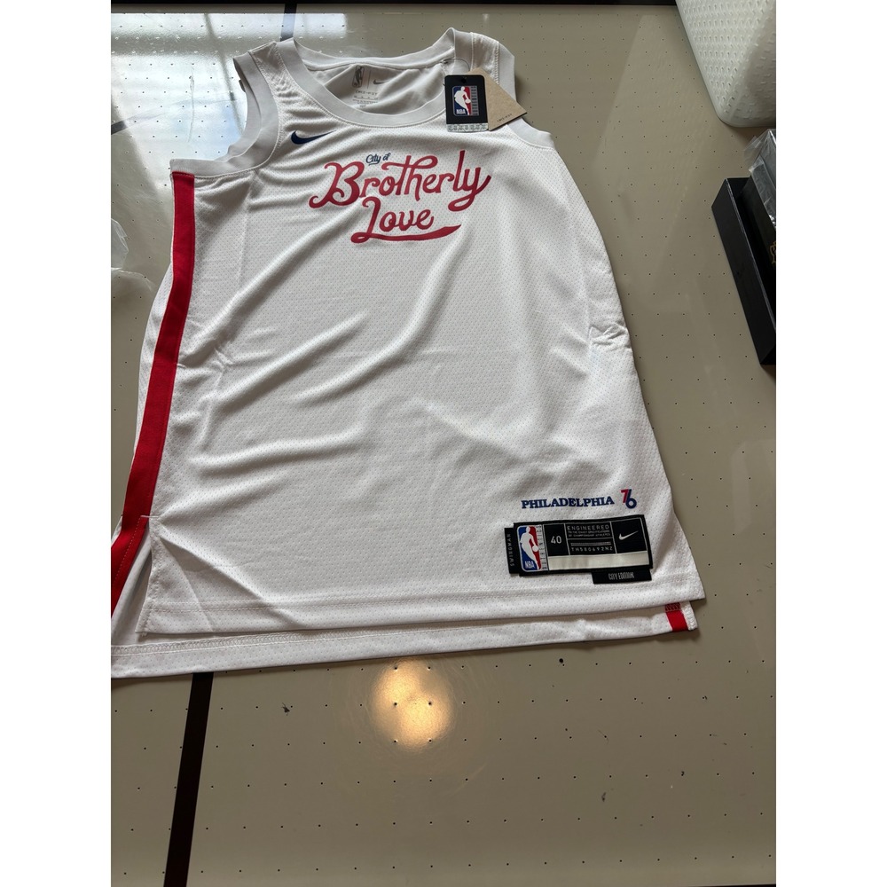 Nike Philadelphia 76ers City Edition Jersey White Brotherly Love  Mens S